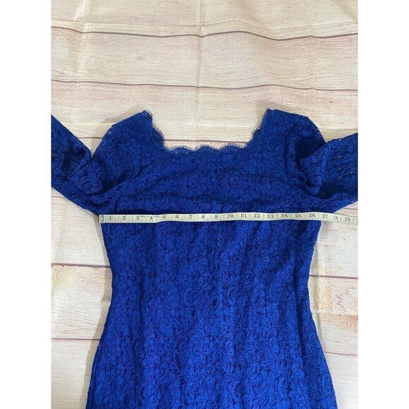 Cache Women's Blue Half Sleeve Lace Cocktail Dress - 10 - Picture 9 of 13